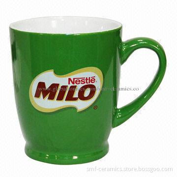 11oz Footed Ceramic Glazed Mugs with Decal Printing, Cadmium and Lead-free